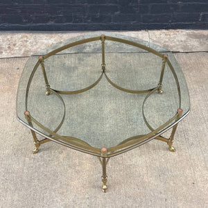 Mid-Century Modern Italian Brass & Glass Coffee Table with Hoof Feet, c.1960’s