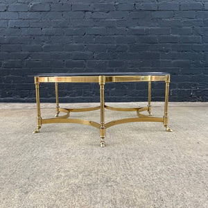 Mid-Century Modern Italian Brass & Glass Coffee Table with Hoof Feet, c.1960’s