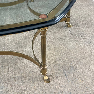 Mid-Century Modern Italian Brass & Glass Coffee Table with Hoof Feet, c.1960’s