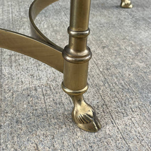 Mid-Century Modern Italian Brass & Glass Coffee Table with Hoof Feet, c.1960’s