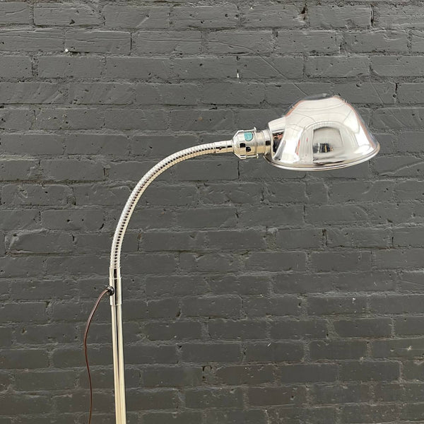 Mid-Century Modern Adjustable Goose Neck Chrome Floor Lamp, c.1970’s