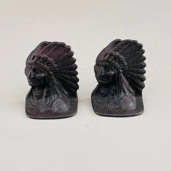 Pair of Vintage Iron Native American Indian Bookends , c.1980’s