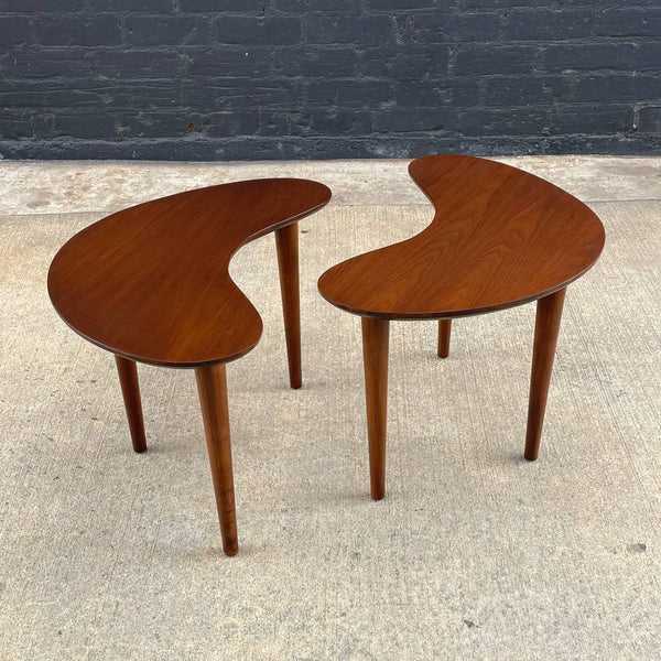 Pair of Mid-Century Modern Sculpted Walnut Boomerang Style Side Tables, c.1960’s