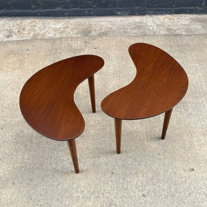 Pair of Mid-Century Modern Sculpted Walnut Boomerang Style Side Tables, c.1960’s