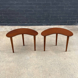 Pair of Mid-Century Modern Sculpted Walnut Boomerang Style Side Tables, c.1960’s
