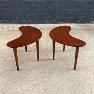 Pair of Mid-Century Modern Sculpted Walnut Boomerang Style Side Tables, c.1960’s
