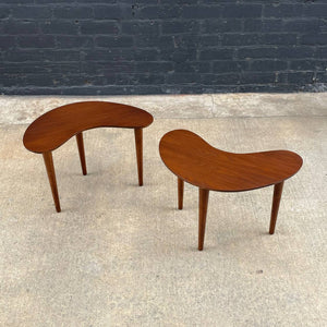 Pair of Mid-Century Modern Sculpted Walnut Boomerang Style Side Tables, c.1960’s
