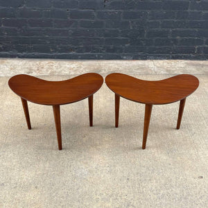 Pair of Mid-Century Modern Sculpted Walnut Boomerang Style Side Tables, c.1960’s