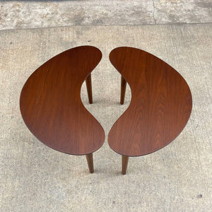 Pair of Mid-Century Modern Sculpted Walnut Boomerang Style Side Tables, c.1960’s