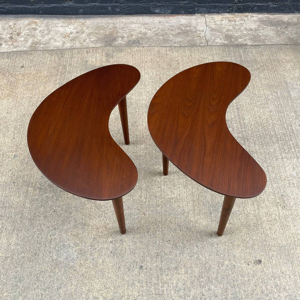 Pair of Mid-Century Modern Sculpted Walnut Boomerang Style Side Tables, c.1960’s