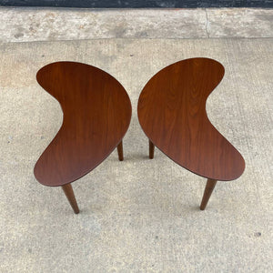 Pair of Mid-Century Modern Sculpted Walnut Boomerang Style Side Tables, c.1960’s