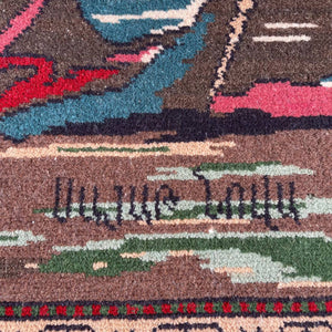 Vintage Wool Rug Carpet with Man Playing Instrument