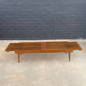 Mid-Century Modern Sculpted Walnut Expanding Slatted Bench, c.1960’s