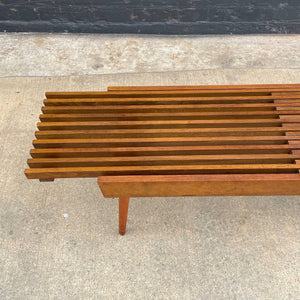 Mid-Century Modern Sculpted Walnut Expanding Slatted Bench, c.1960’s