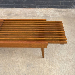 Mid-Century Modern Sculpted Walnut Expanding Slatted Bench, c.1960’s