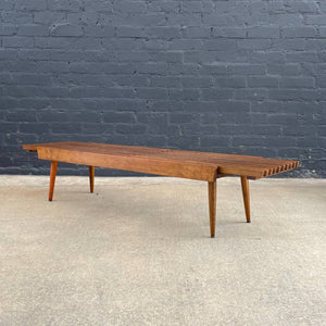Mid-Century Modern Sculpted Walnut Expanding Slatted Bench, c.1960’s