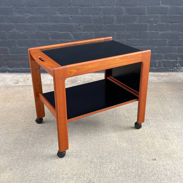 Mid-Century Danish Modern Sculpted Teak Expanding Serving Bar Cart, c.1960’s