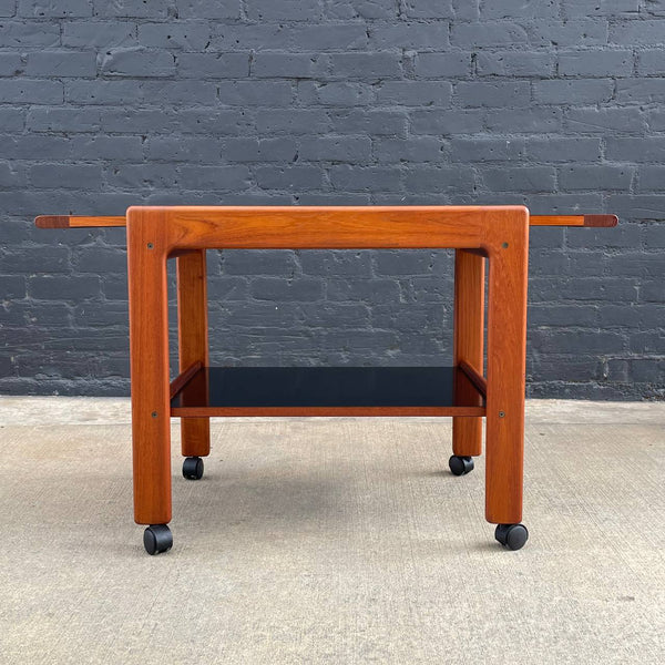 Mid-Century Danish Modern Sculpted Teak Expanding Serving Bar Cart, c.1960’s