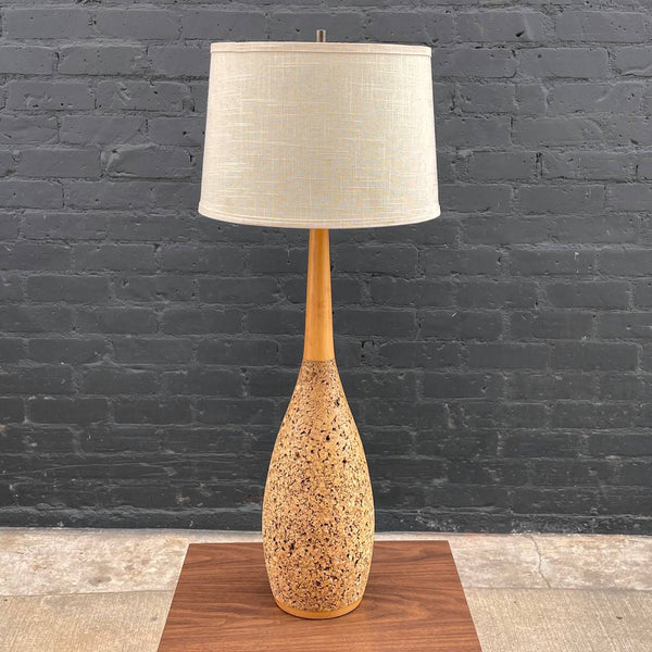 Mid-Century Modern Cork & Walnut Table Lamp, c.1960’s
