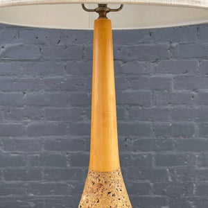 Mid-Century Modern Cork & Walnut Table Lamp, c.1960’s