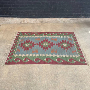 Vintage Turkish Bohemian Wool Kilim Rug Carpet