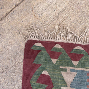 Vintage Turkish Bohemian Wool Kilim Rug Carpet