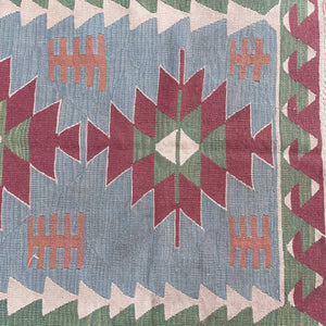 Vintage Turkish Bohemian Wool Kilim Rug Carpet