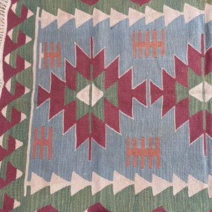 Vintage Turkish Bohemian Wool Kilim Rug Carpet