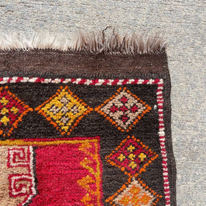 Small Vintage Persian Red Oriental Wool Carpet Rug, c.1940’s