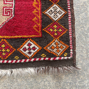 Small Vintage Persian Red Oriental Wool Carpet Rug, c.1940’s