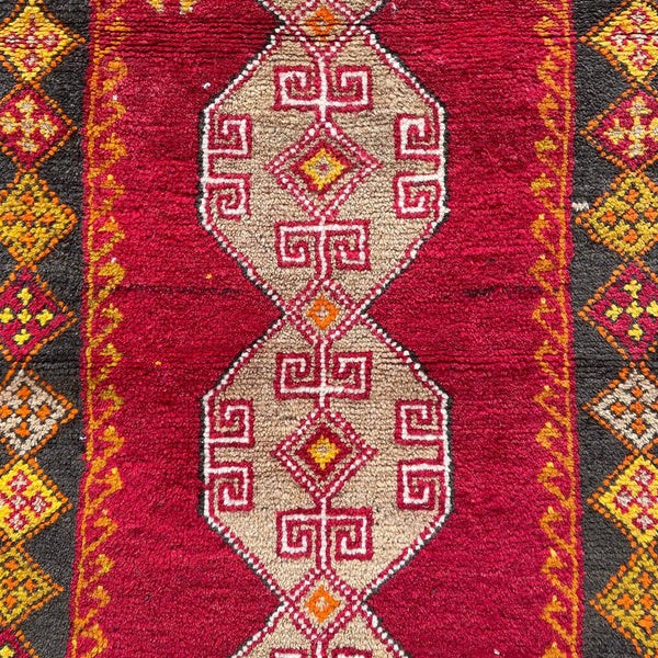 Small Vintage Persian Red Oriental Wool Carpet Rug, c.1940’s