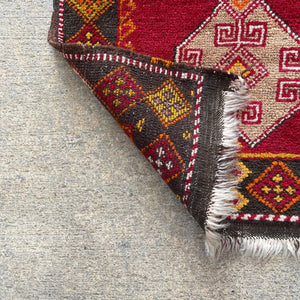 Small Vintage Persian Red Oriental Wool Carpet Rug, c.1940’s