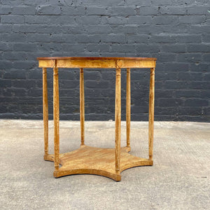 Vintage Neoclassical Style Burl Wood Accent Table