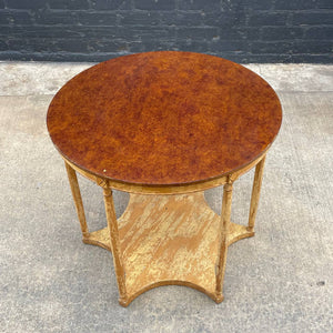Vintage Neoclassical Style Burl Wood Accent Table