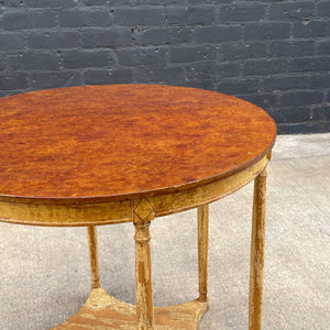 Vintage Neoclassical Style Burl Wood Accent Table
