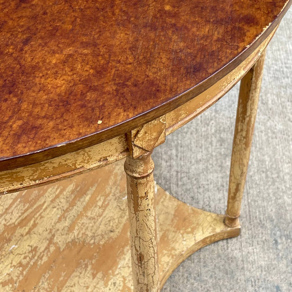 Vintage Neoclassical Style Burl Wood Accent Table