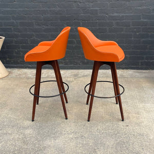 Pair of Vintage Mid-Century Modern Walnut Bar Stools, c.1960’s