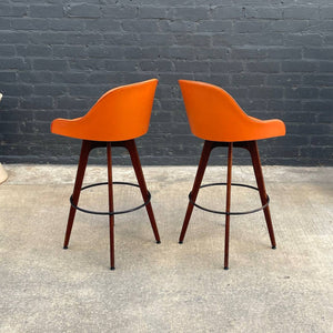 Pair of Vintage Mid-Century Modern Walnut Bar Stools, c.1960’s