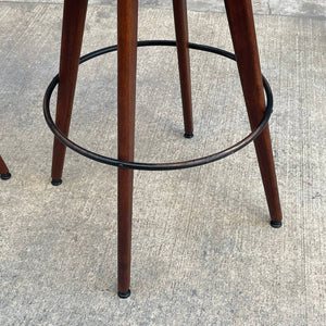 Pair of Vintage Mid-Century Modern Walnut Bar Stools, c.1960’s