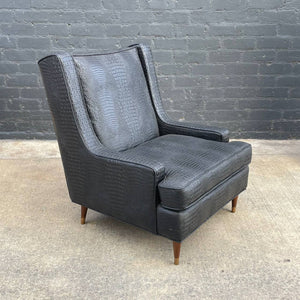 Vintage Mid-Century Modern Faux Crocodile Leather Lounge Chair, c.1960’s