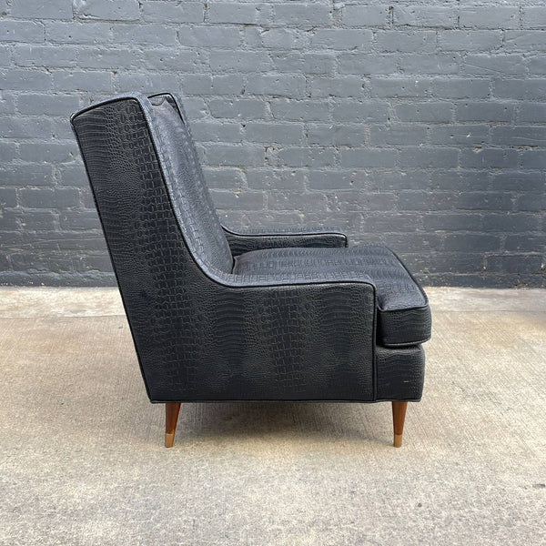 Vintage Mid-Century Modern Faux Crocodile Leather Lounge Chair, c.1960’s