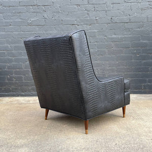 Vintage Mid-Century Modern Faux Crocodile Leather Lounge Chair, c.1960’s