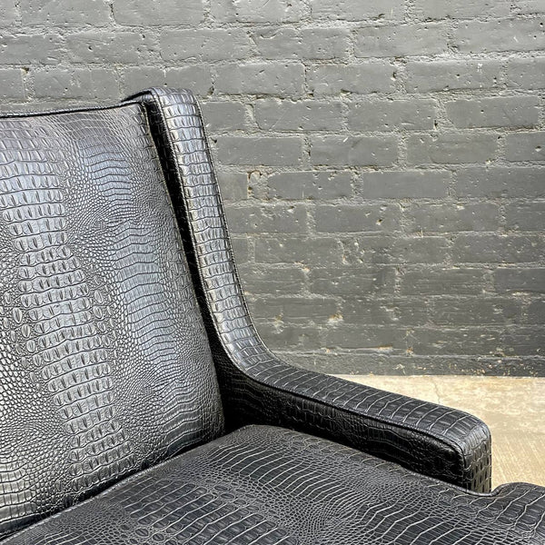Vintage Mid-Century Modern Faux Crocodile Leather Lounge Chair, c.1960’s