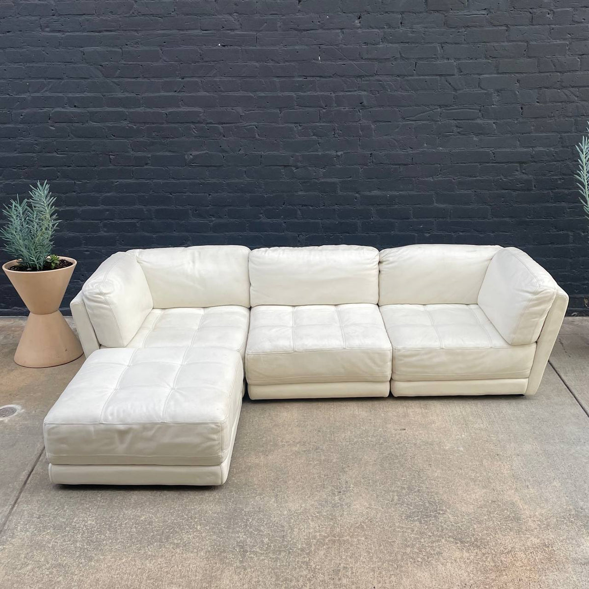 Italian Vintage Leather Sectional Modular Sofa Set Vintage Supply