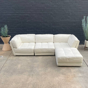 Italian Vintage Leather Sectional Modular Sofa Set