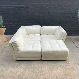 Italian Vintage Leather Sectional Modular Sofa Set