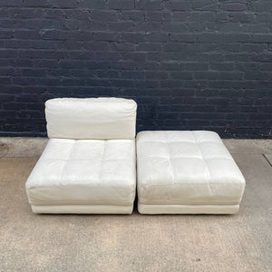 Italian Vintage Leather Sectional Modular Sofa Set