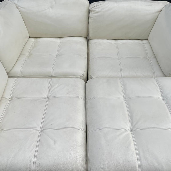 Italian Vintage Leather Sectional Modular Sofa Set