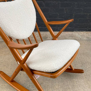 Mid-Century Danish Modern Teak & Boucle Rocking Chair by Frank Reenskaug, c.1960’s