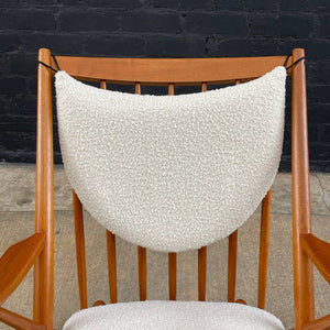 Mid-Century Danish Modern Teak & Boucle Rocking Chair by Frank Reenskaug, c.1960’s